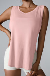 Slit Round Neck Active Tank - MyEmpired