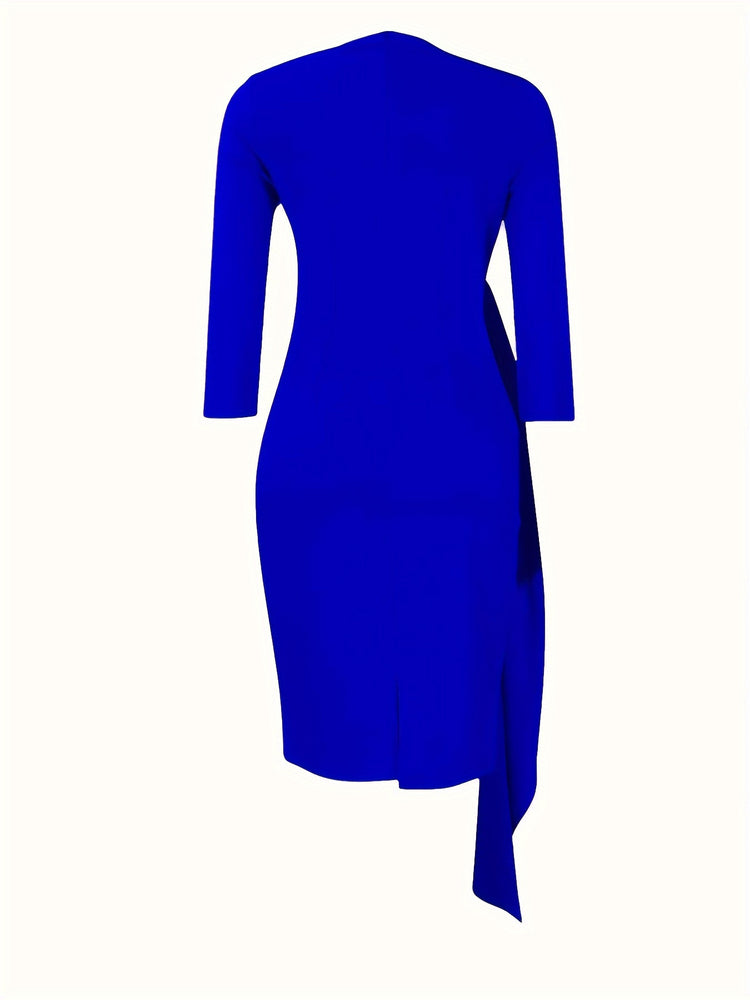 Crew Neck Sash Sheath Dress - MyEmpired