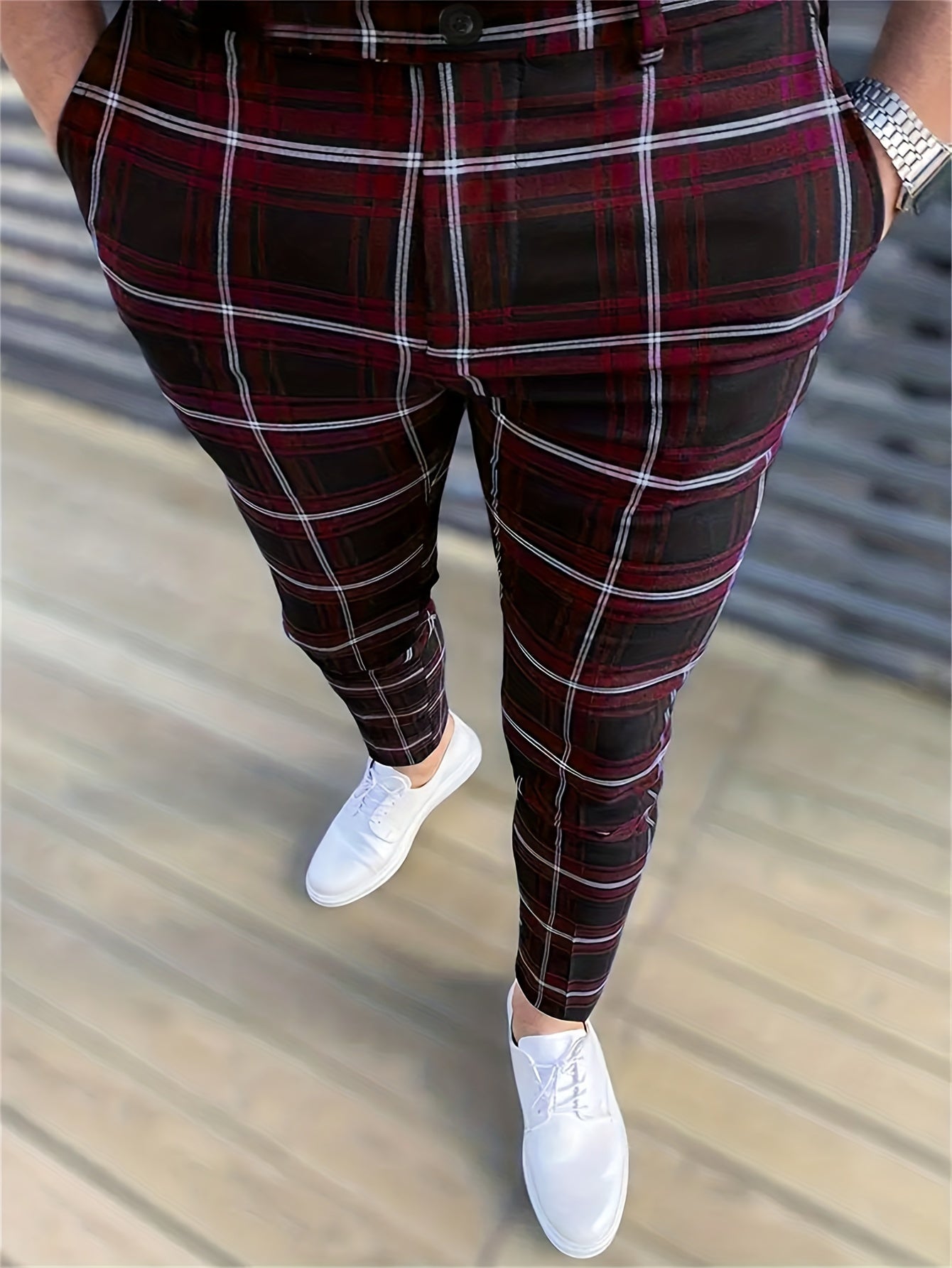 Elegant Plaid Slacks, Men&