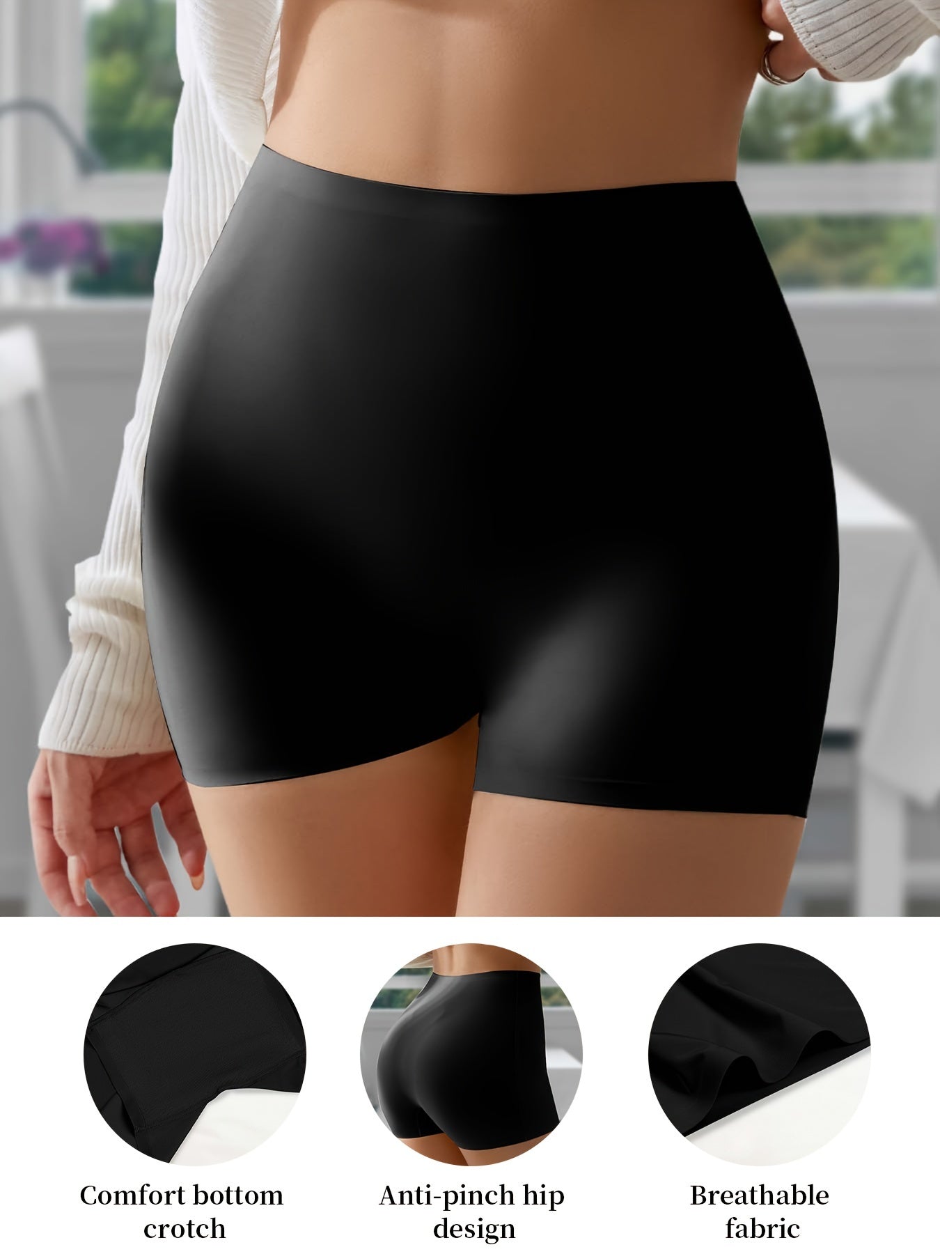 1pc Elegant Seamless High-Waist Shapewear Panties for Women - Polyamide Knit Fabric, Solid Color, High Support, Comfort Fit with Anti-Pinch Hip Design and Breathable Weave