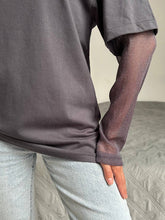 Faux Layered Round Neck Mesh Sleeve Top - MyEmpired