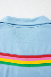 Rainbow Collared Short Sleeve Top and Shorts Set - MyEmpired