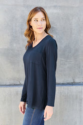 Basic Bae Full Size V-Neck Long Sleeve Top - MyEmpired