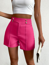 Fake Buttons High Waist Shorts, Elegant Loose Fit Shorts For Spring & Summer, Women&