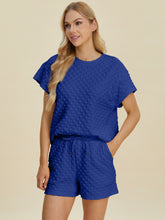 Double Take Full Size Texture T-Shirt and Shorts Set - MyEmpired