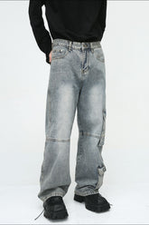 Wide Leg Jeans with Cargo Pockets - MyEmpired