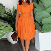Slim Waist Ruffle Dress - MyEmpired