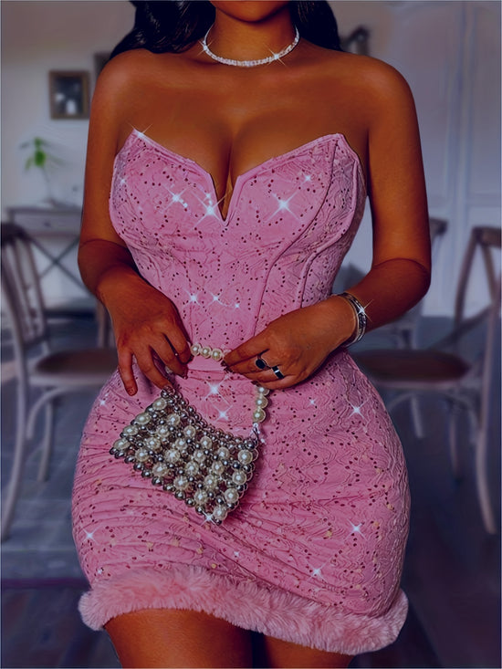 2 Pcs Sequined Tube Top & Skirt Outfit - MyEmpired