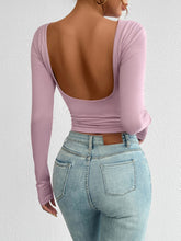 Devine Backless Round Neck Long Sleeve T-Shirt - MyEmpired