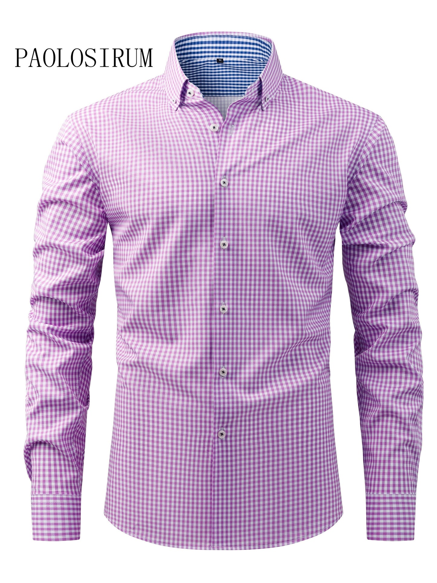 Classic Style Men's Plaid Pattern Dress Shirt