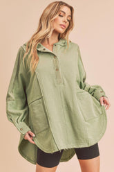 Aemi + Co Slit Half Snap Oversize Hoodie - MyEmpired