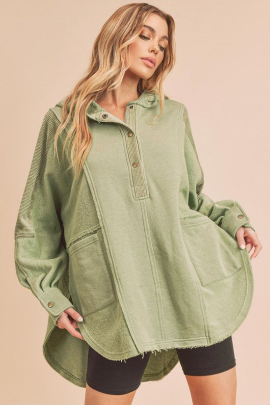 Aemi + Co Slit Half Snap Oversize Hoodie - MyEmpired