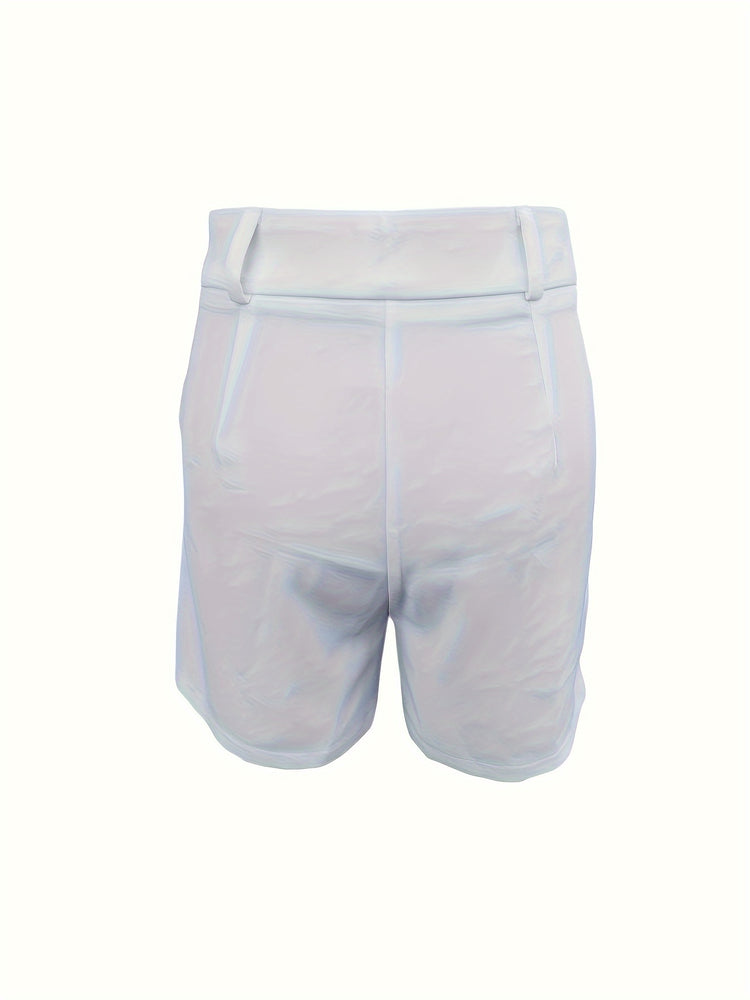 Slant Pockets High Waist Loose Shorts, Casual Solid Color Shorts For Spring & Summer, Women&