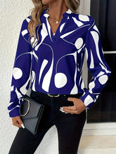 Geo Print V Neck Blouse - MyEmpired