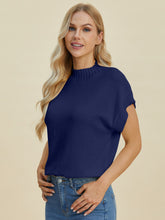 Double Take Full Size Mock Neck Short Sleeve Sweater - MyEmpired