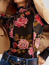 Floral Mock Neck Long Sleeve Top - MyEmpired