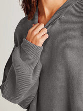Double Take Side Slit Round Neck Long Sleeve Sweater - MyEmpired
