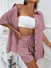 Button Up Shirt and Drawstring Shorts Set - MyEmpired