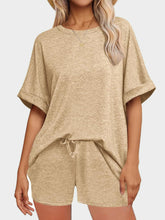 Round Neck T-Shirt and Drawstring Shorts Set - MyEmpired