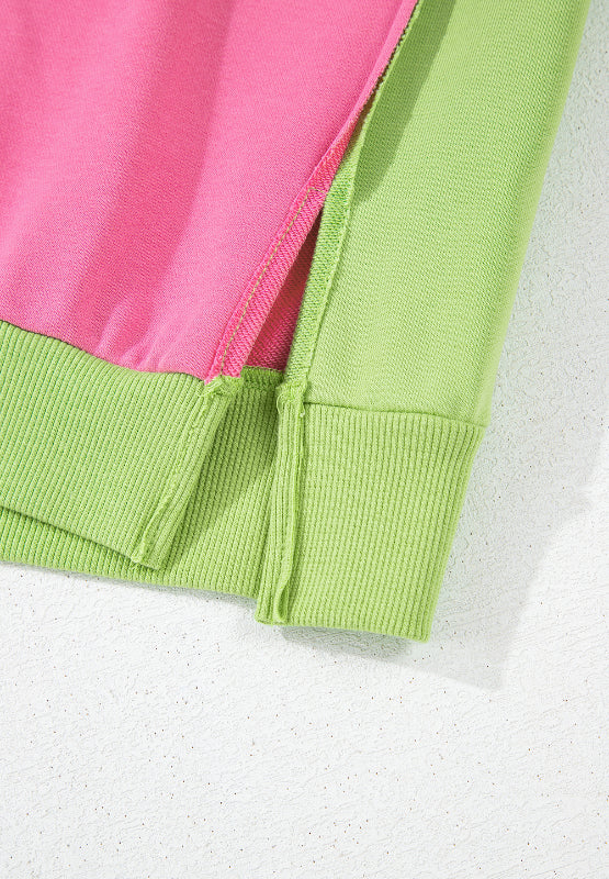 Exposed Seam Color Block Long Sleeve Sweatshirt - MyEmpired
