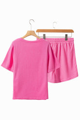 Waffle Sequin Floral MAMA Bow Graphic Top and Shorts Set - MyEmpired
