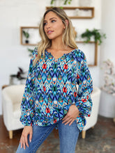 Double Take Full Size Printed Balloon Sleeve Blouse - MyEmpired