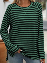 Mandy Striped Round Neck Long Sleeve T-Shirt - MyEmpired