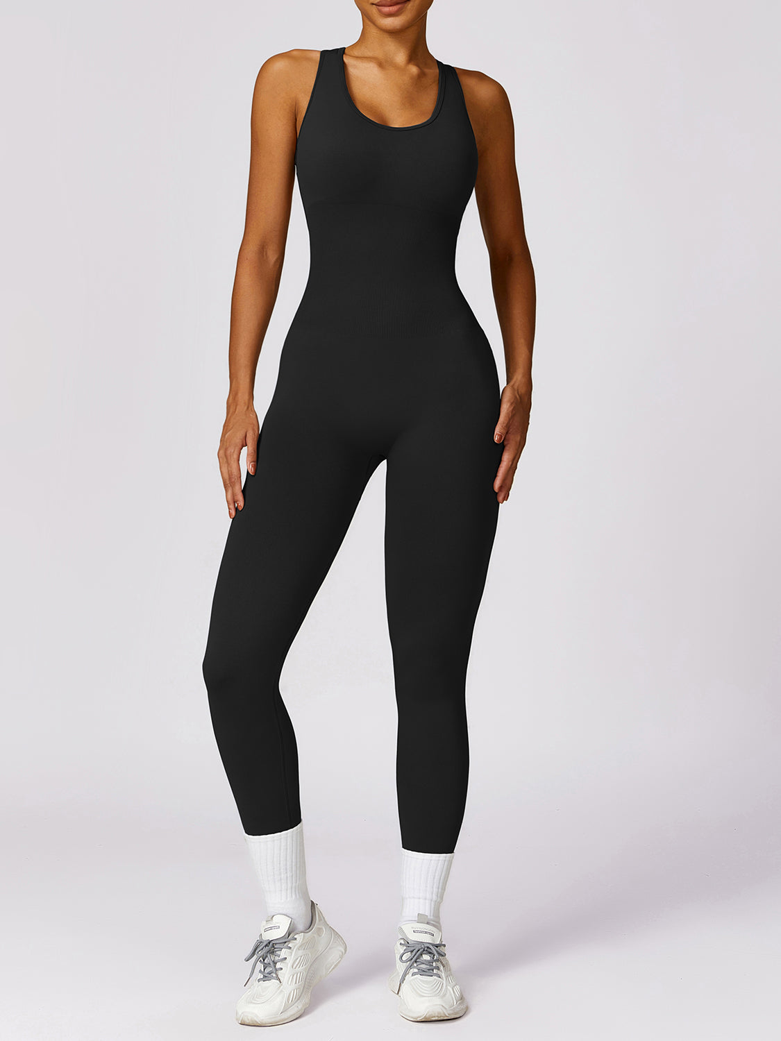 Basic Bae Sleeveless Cutout Racerback Active Jumpsuit - MyEmpired