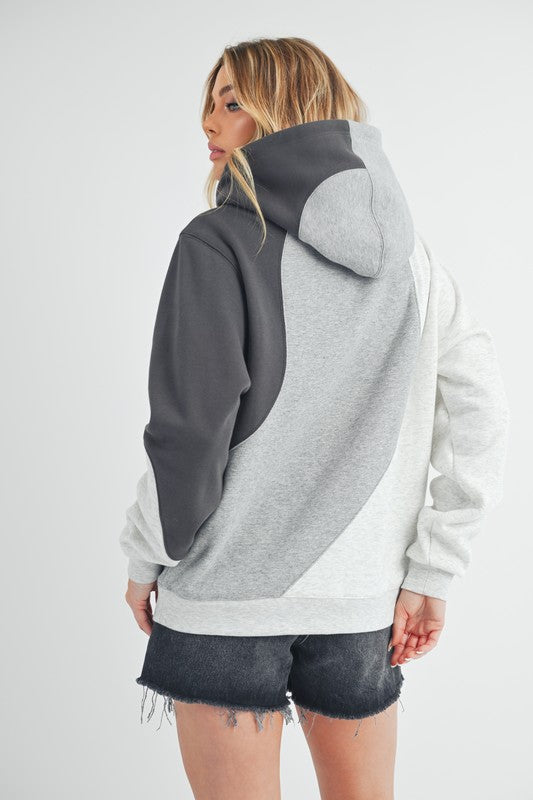 Aemi + Co Color Block Hoodie with Kangaroo Pocket - MyEmpired