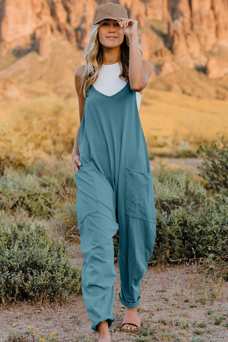 Double Take Full Size V-Neck Sleeveless Jumpsuit with Pockets - MyEmpired
