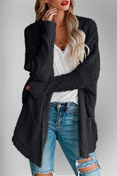 Double Take Pocketed Open Front Long Sleeve Cardigan - MyEmpired