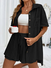 Button Up Shirt and Drawstring Shorts Set - MyEmpired