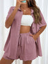 Button Up Shirt and Drawstring Shorts Set - MyEmpired