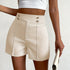 Fake Buttons High Waist Shorts, Elegant Loose Fit Shorts For Spring & Summer, Women&