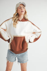 Aemi + Co Color Block Kangaroo Pocketed Hoodie - MyEmpired