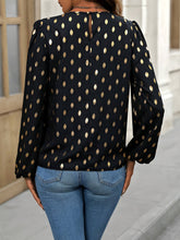 Allover Print Crew Neck Blouse, - MyEmpired