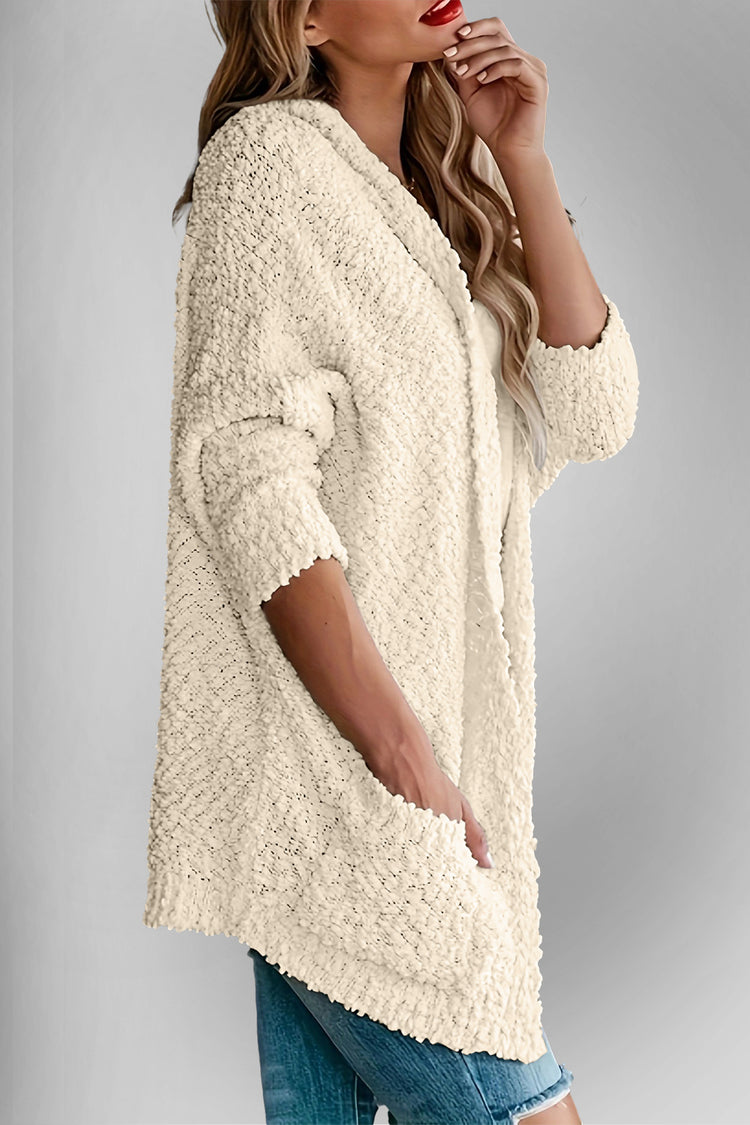 Double Take Pocketed Open Front Long Sleeve Cardigan - MyEmpired