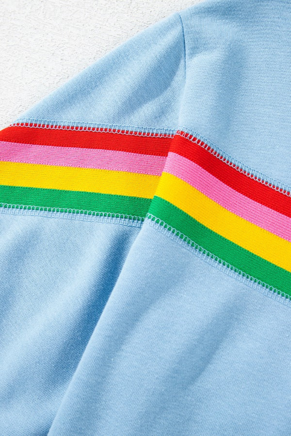Rainbow Collared Short Sleeve Top and Shorts Set - MyEmpired