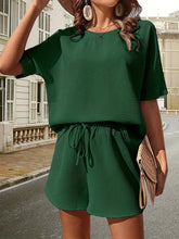 Waffle-Knit Half Sleeve Top and Shorts Set - MyEmpired