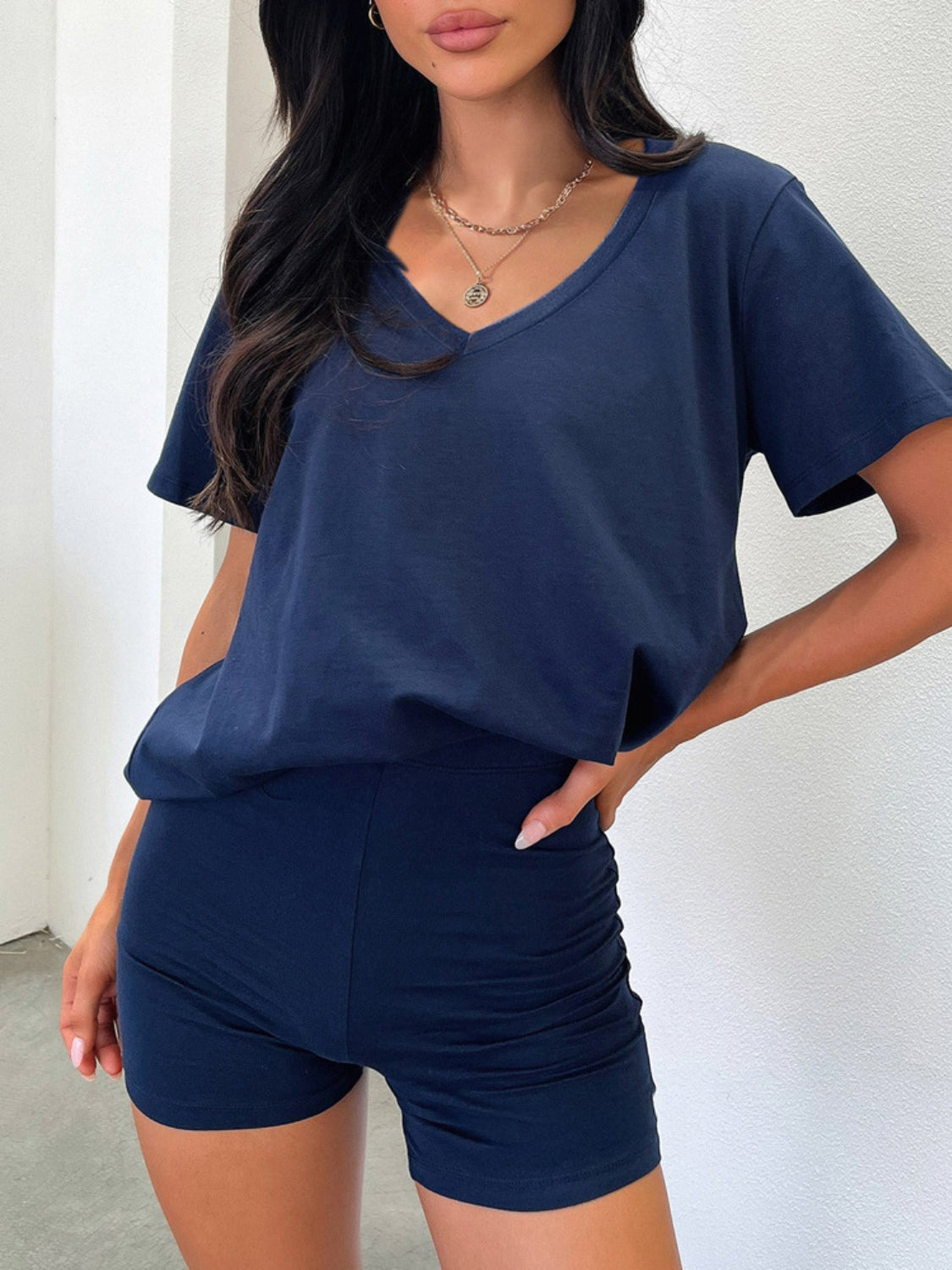 V-Neck T-Shirt and Shorts Set - MyEmpired