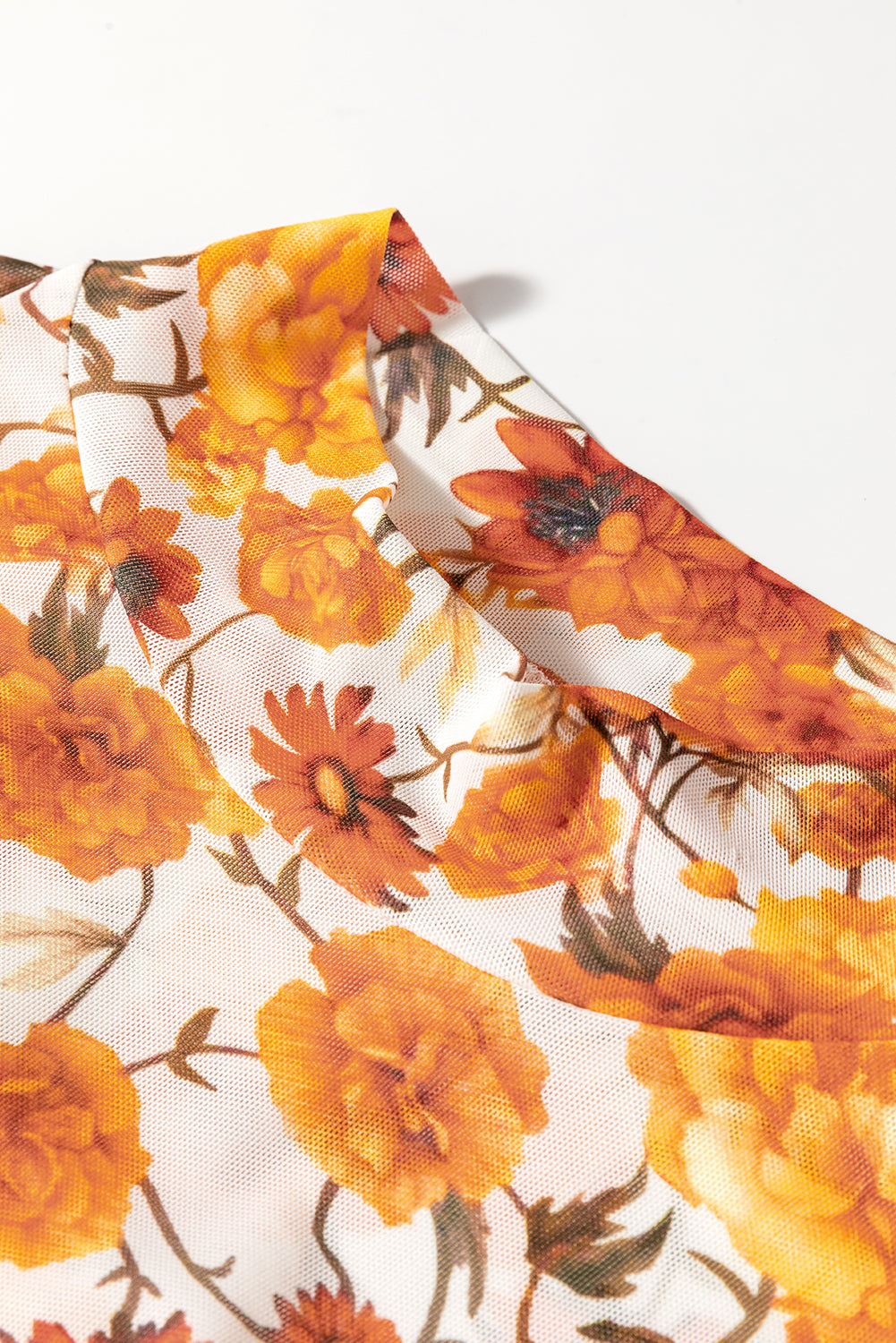 Printed Mock Neck Flare Sleeve Top - MyEmpired