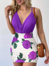 Surplice Spaghetti Strap Top and Printed Mini Skirt Set - MyEmpired