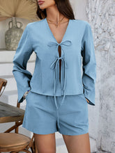 Devine Double Tied V-Neck Top and Shorts Set - MyEmpired