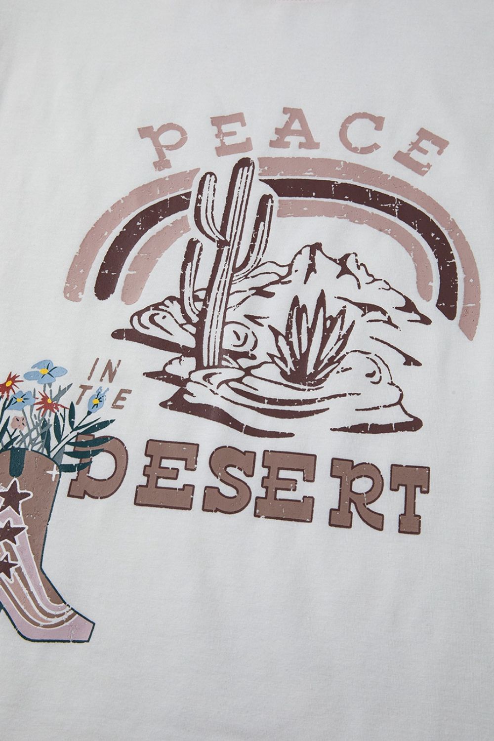 Peace Desert Graphic Asymmetric Printed Patchwork Sleeve Top - MyEmpired