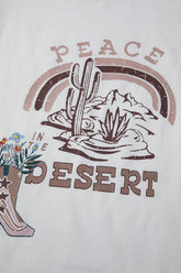 Peace Desert Graphic Asymmetric Printed Patchwork Sleeve Top - MyEmpired