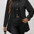 Solid Color Button Front Shirt, Elegant Long Sleeve Shirt For Spring & Fall, Women&