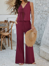 Devine Tied V-Neck Sleeveless Top and Pants Set - MyEmpired