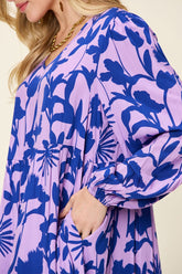 Double Take Full Size Printed Ruffle Hem Dress with Pocket - MyEmpired