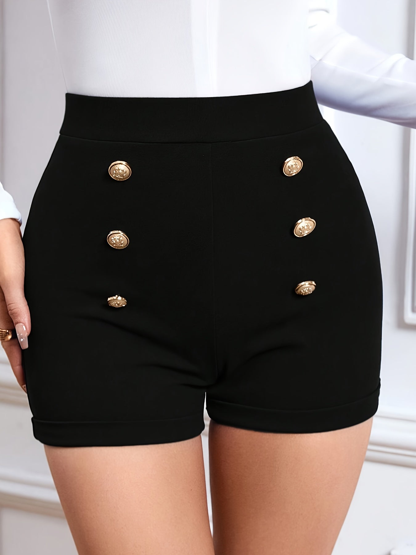 Double Breasted High Waist Shorts