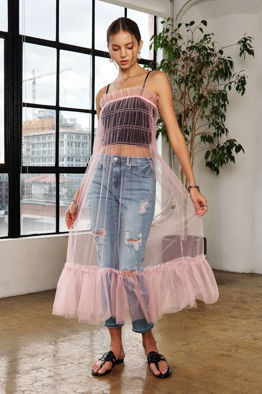 ADORA Ruffled Mesh Cover Up Dress - MyEmpired